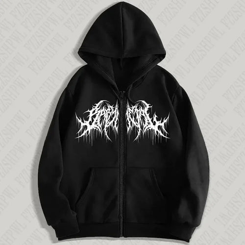Sudadera con capucha Y2K con cremallera para hombre, ropa con estampados gráficos, estilo hip hop, gótico, otoño invierno 2026, sudadera de manga larga para mantener el calor